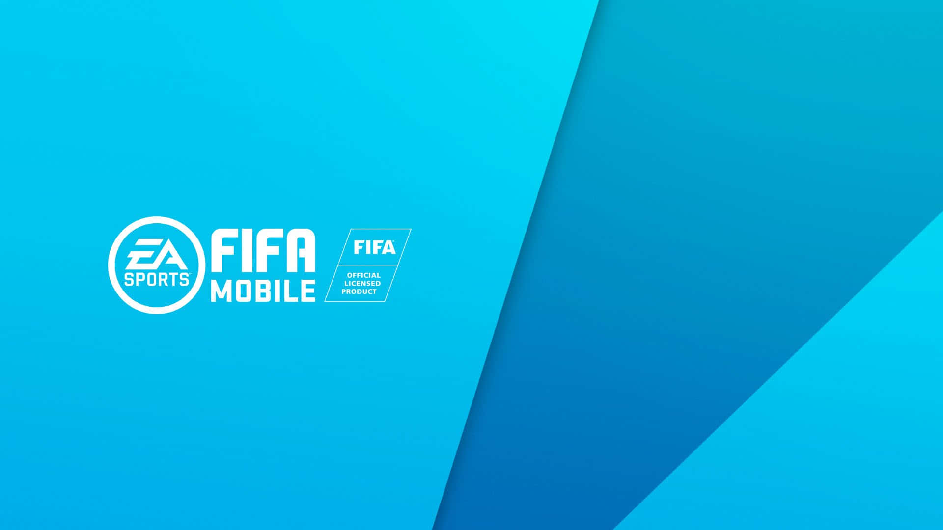EA Sports FIFA Mobile官方授權產品標誌在藍色漸變背景上