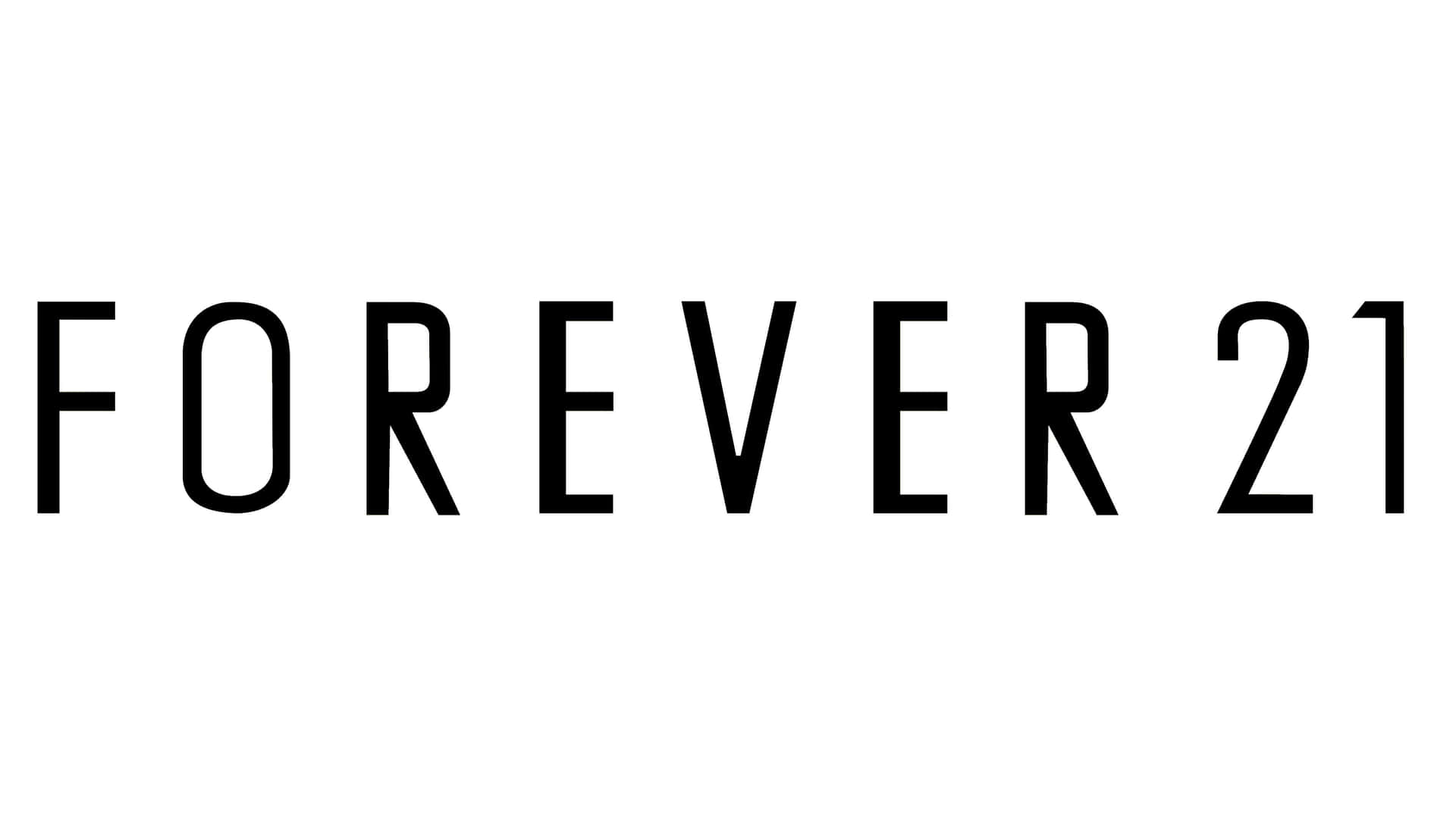 Forever 21 品牌標誌以黑色文字顯示於白色背景上。