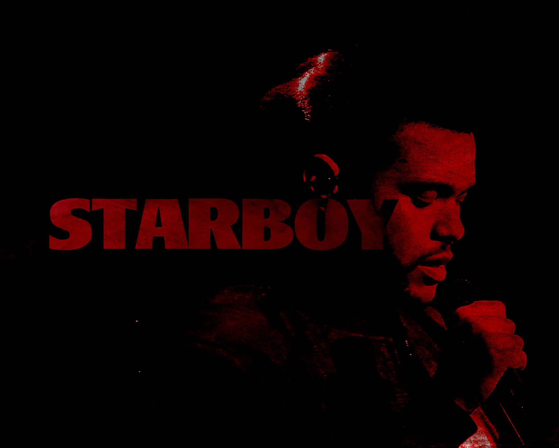 紅色燈光下嘅男人肖像，上面有「STARBOY」文字重疊。
