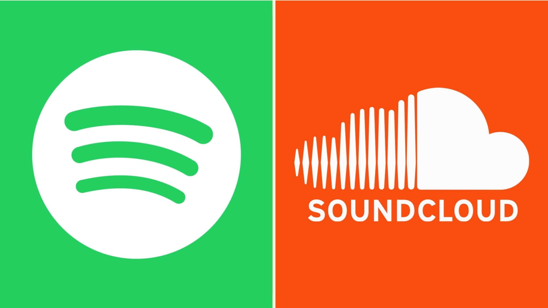 Spotify和SoundCloud應用程式標誌並排