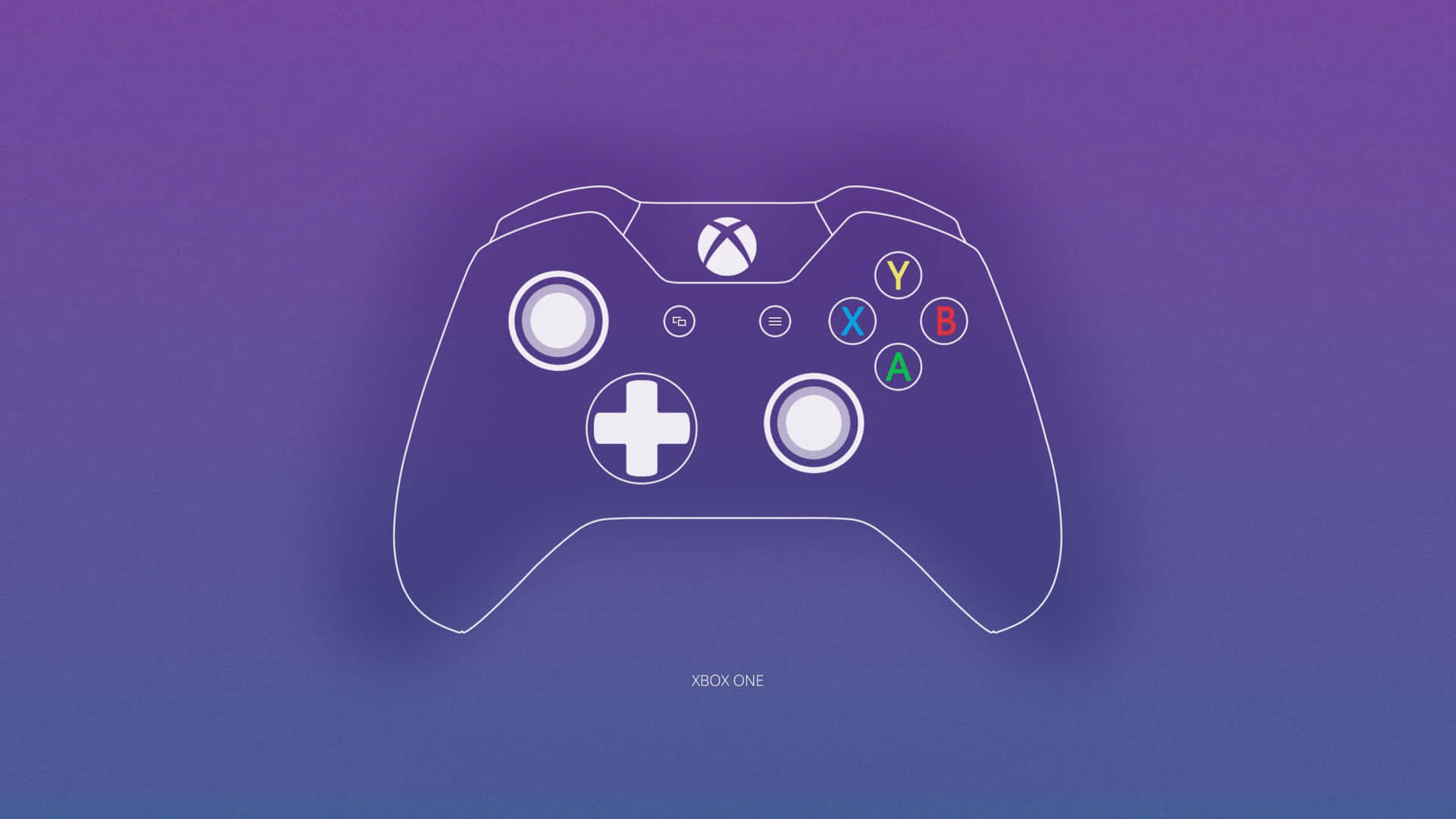 白色輪廓Xbox One手掣在紫色藍色漸變背景上