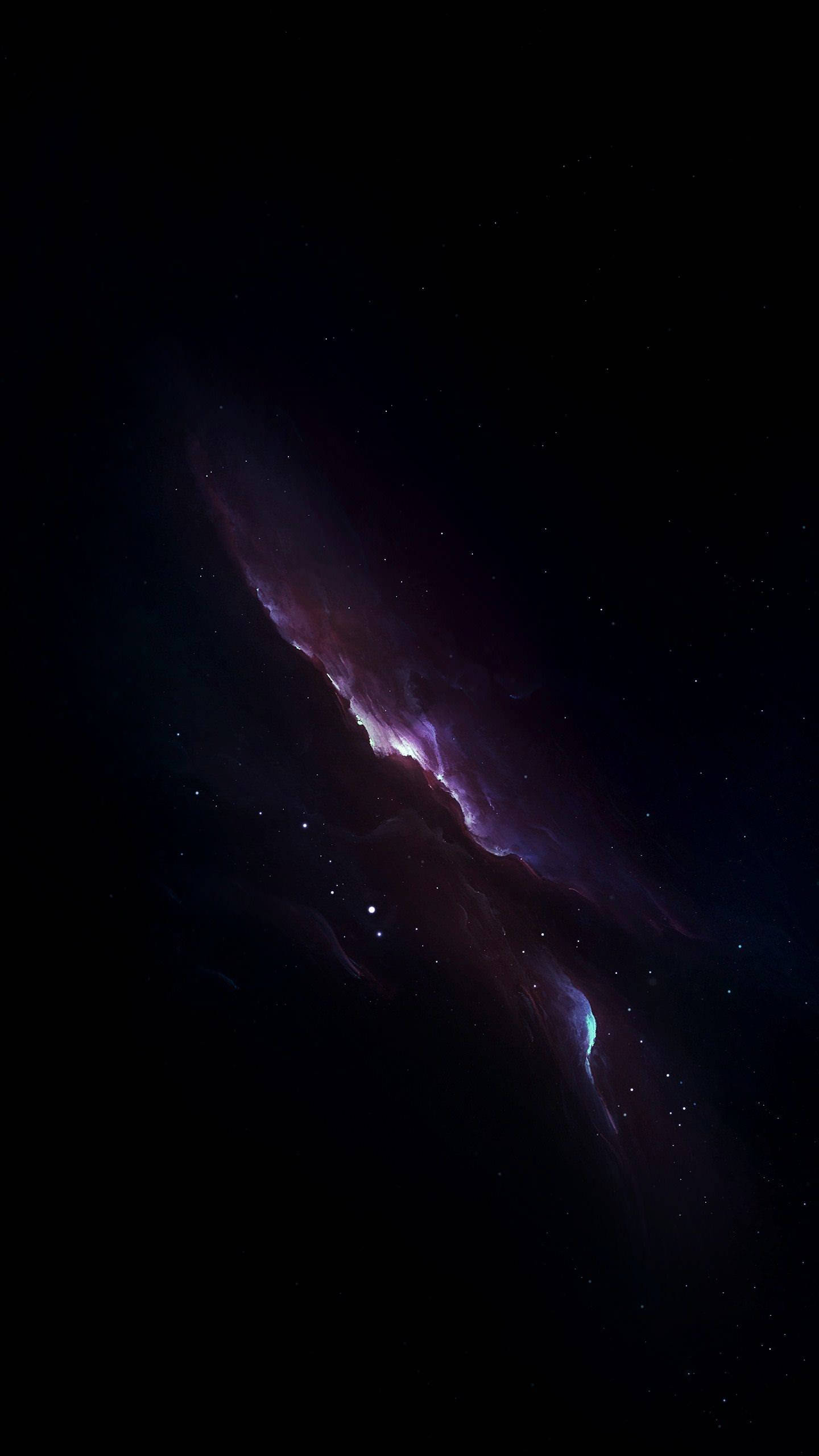 星雲 桌布 壁紙 — 在令人嘆為觀止的太空景觀中，一道發光的紫色和藍色星雲劃過佈滿星點的宇宙虛空。