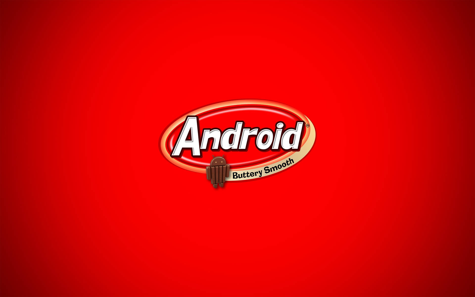 Android標誌與朱古力棒圖標在紅色背景上