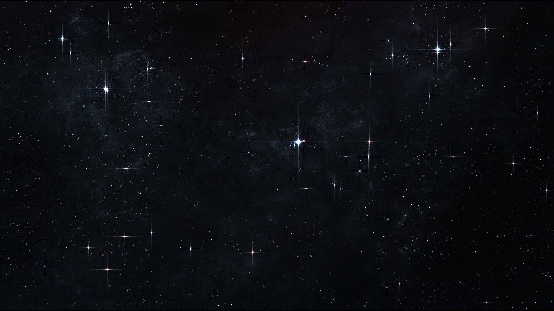 繁星點點的夜空，在深空中閃耀著星雲和閃爍的星星。