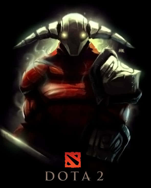 Dota 2英雄，發光眼睛和角，身穿暗色盔甲