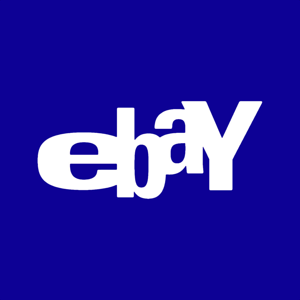 藍色背景上的白色eBay標誌