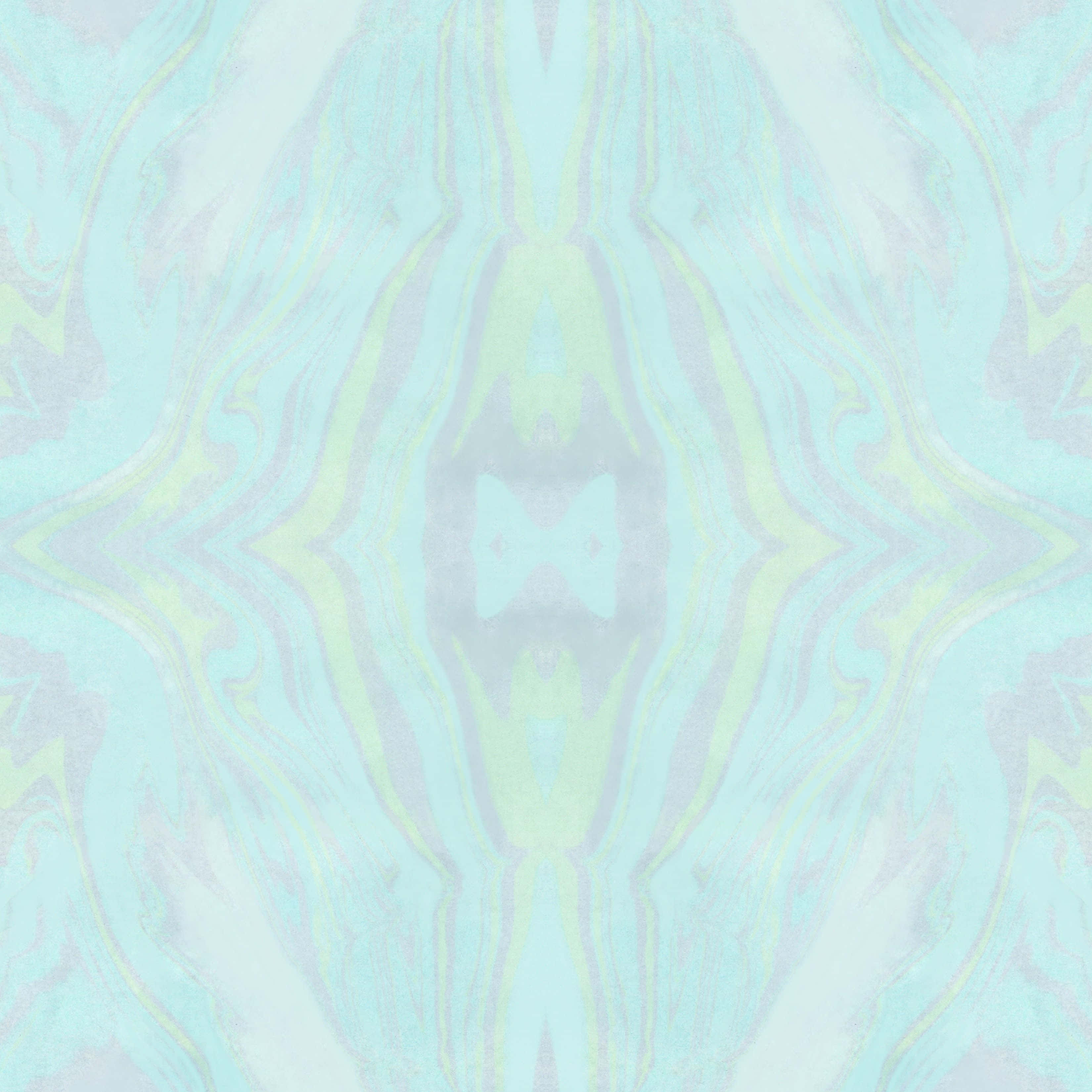 Expressionism 桌布 壁紙 — 在柔和的白色背景上，帶有流動的青綠色和薄荷綠色漩渦的對稱抽象圖案。