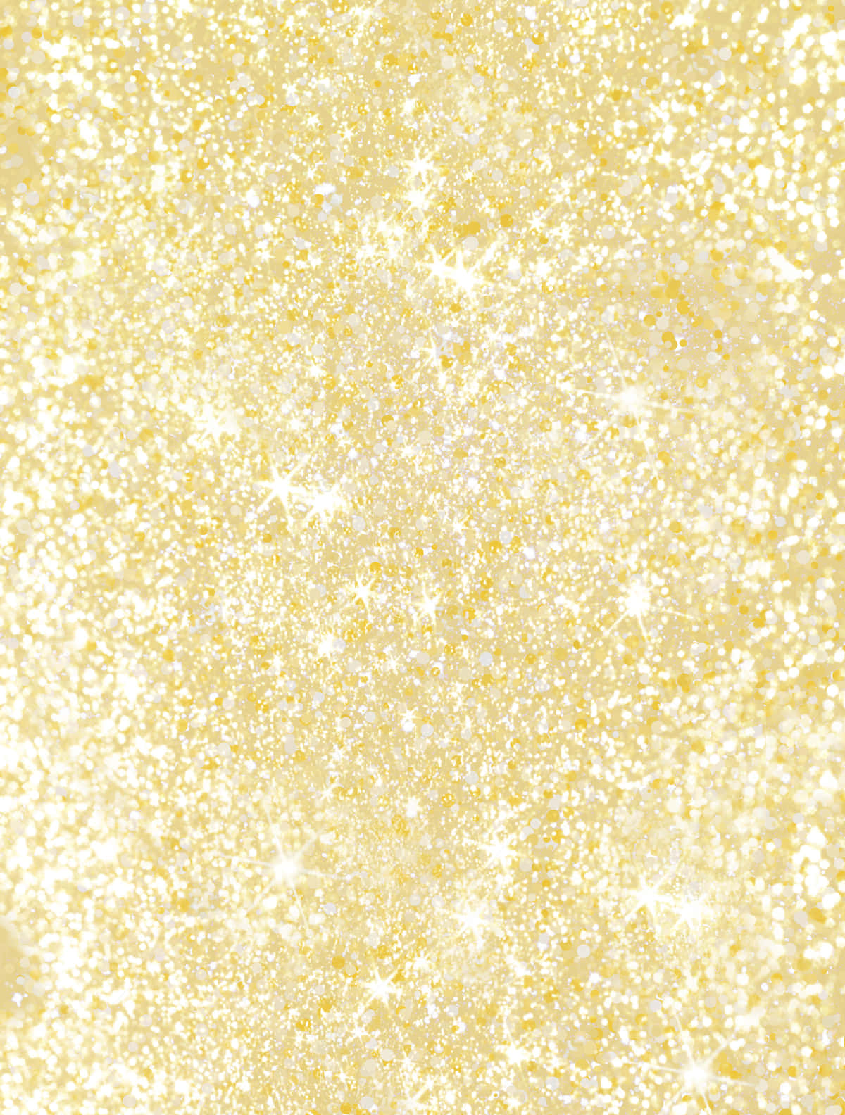 Yellow Glitter 桌布 壁紙 — 在柔和的黃色背景上，閃耀著明亮白色閃光的金色閃粉顆粒的燦爛場域。