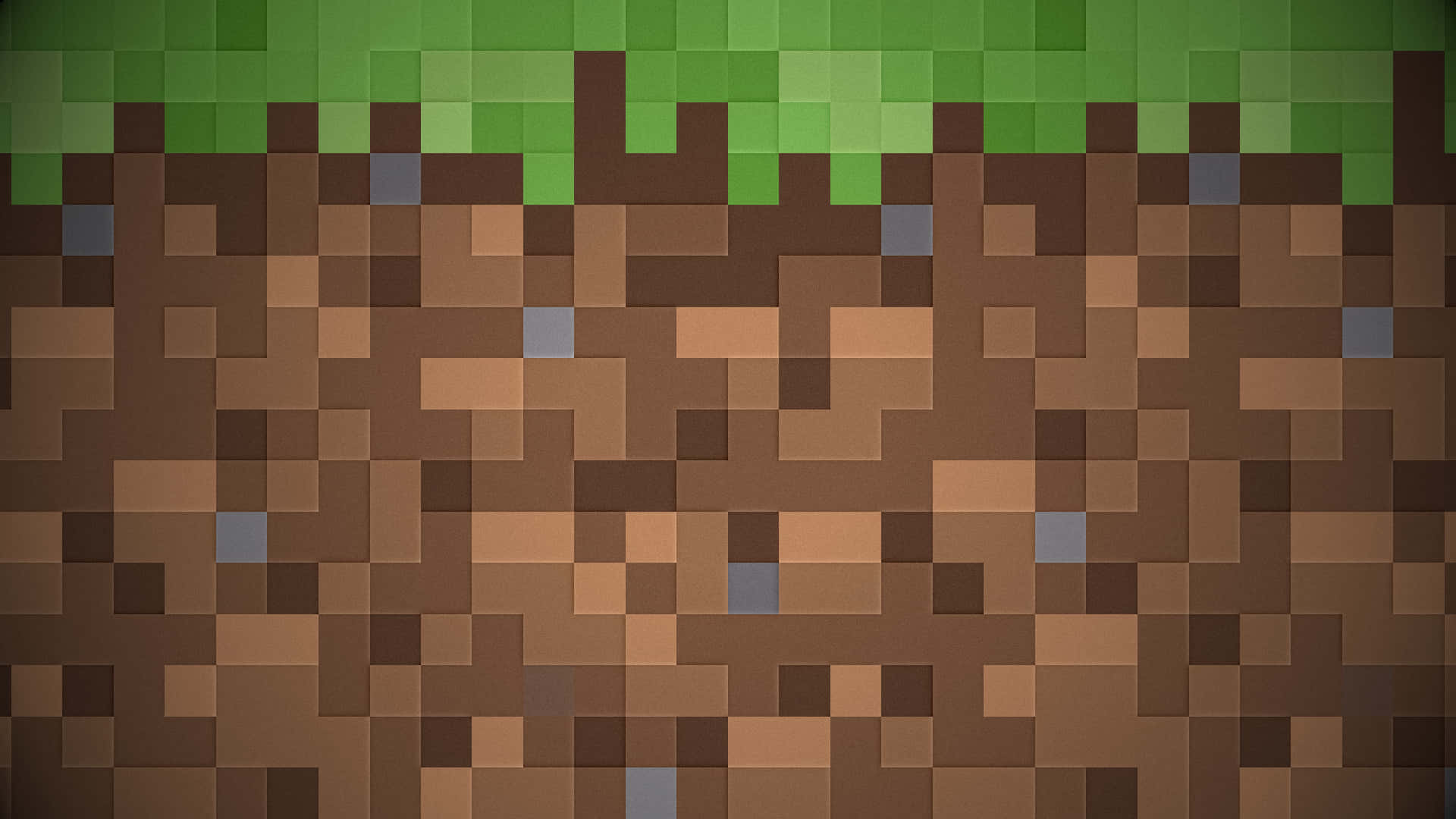 Minecraft泥土方塊，草頂部，像素網格風格