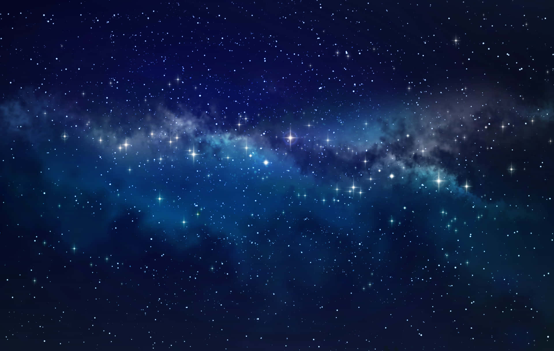 深邃宇宙夜空中充滿活力的藍色星雲和閃爍的星星。
