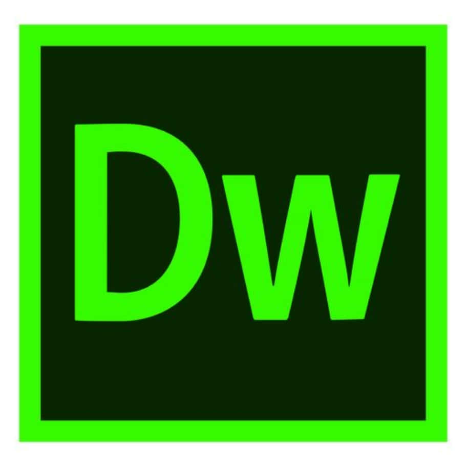 Dreamweaver 桌布 壁紙 — 在深色背景上，一個大膽的綠色「DW」標誌居中於匹配的綠色正方形內。