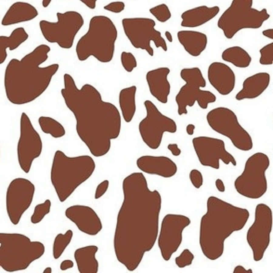 Brown Cow Print 桌布 壁紙 — 在潔白背景上重複的棕色牛斑點圖案，營造出大膽質樸的牆紙設計。