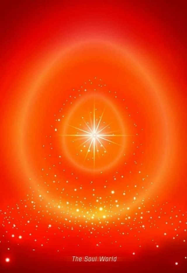  壁紙 — 在熾熱的紅色漸變背景上，同心發光環的中心閃耀著光芒四射的星爆。
