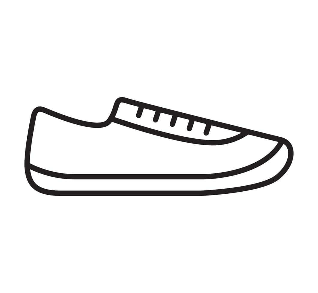 運動鞋 桌布 壁紙 — 在純白背景上，一雙套穿鞋的極簡黑色線條畫。
