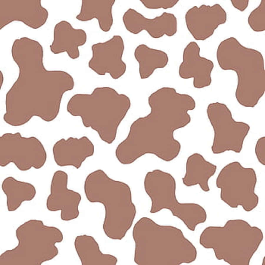 Brown Cow Print 桌布 壁紙 — 在純白背景上，棕色乳牛斑點圖案形成無縫重複紋理。