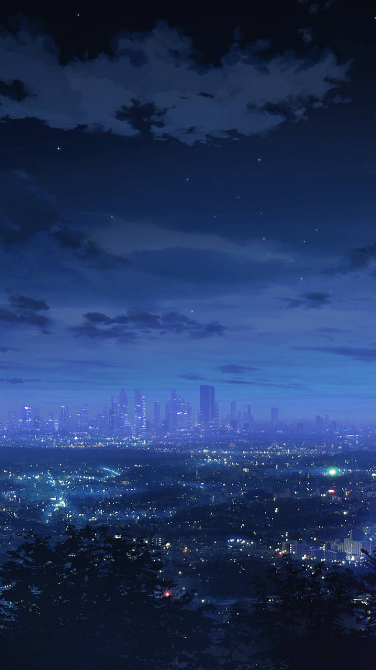 lights 桌布 壁紙 — 在繁星點點的暮色天空下，廣闊城市景觀的寧靜夜景，下方閃爍著燈光。