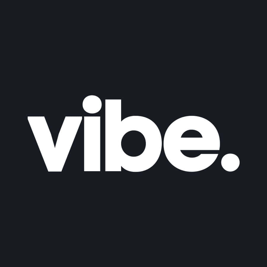 在繽紛色彩與正面能量中放鬆身心 壁紙 — 粗體白色文字拼出「vibe.」，居中置於純黑色背景上，搭配簡潔極簡的字體設計。