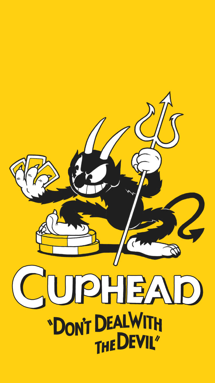 Cuphead 卡通魔鬼手持牌和三叉戟與籌碼