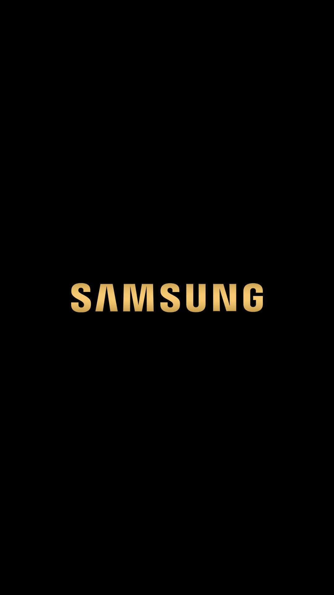 黑色背景上的金色 Samsung 標誌
