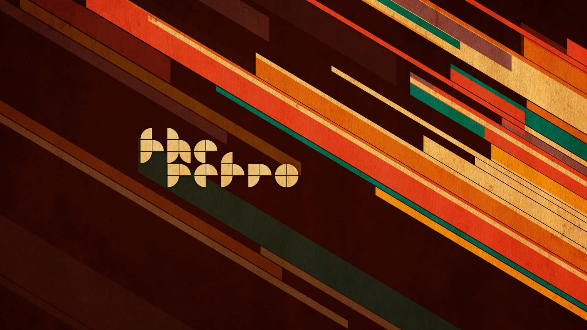 帶有復古條紋和Metro字樣的抽象幾何牆紙。