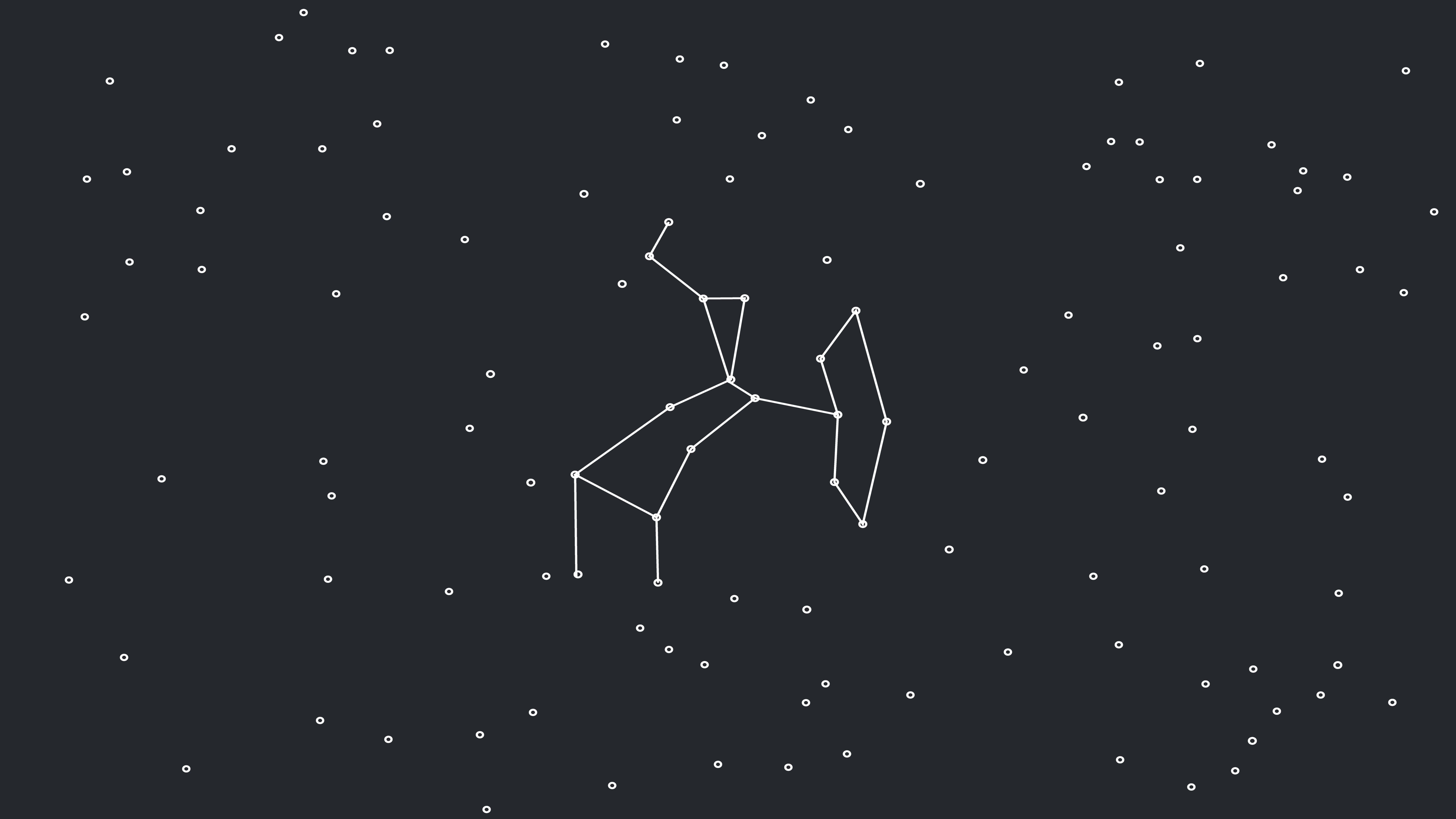 人馬座 桌布 壁紙 — 在黑暗星空背景下，由白色點和線形成的極簡鹿形星座輪廓。