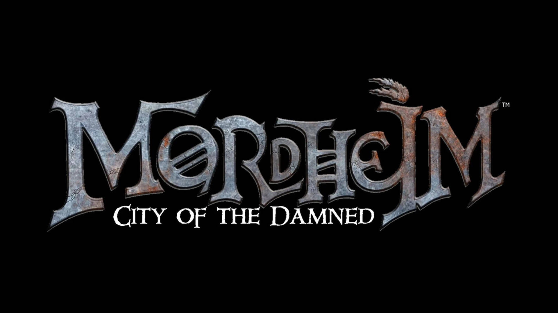 黑色背景下的 Mordheim City of the Damned 哥德金屬標誌。
