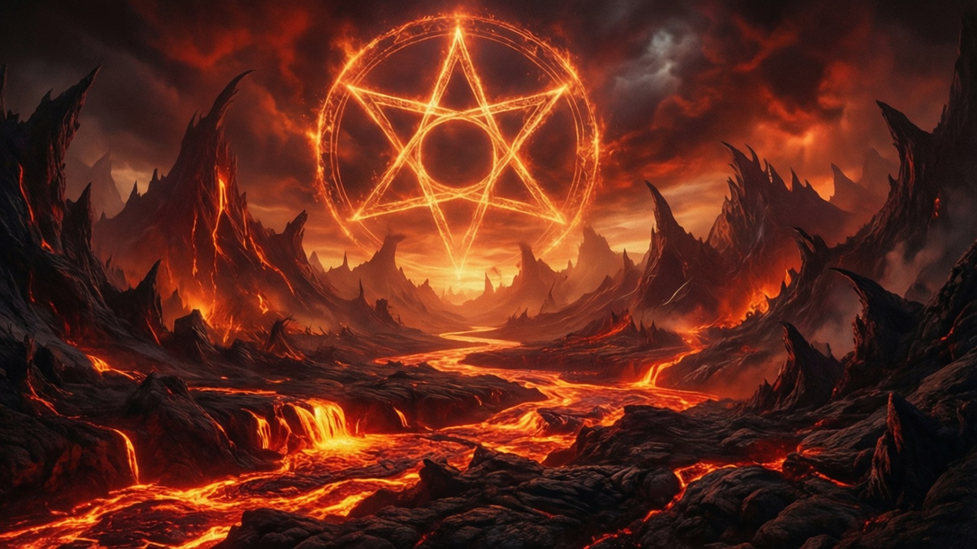 地獄景觀五角星天空 壁紙