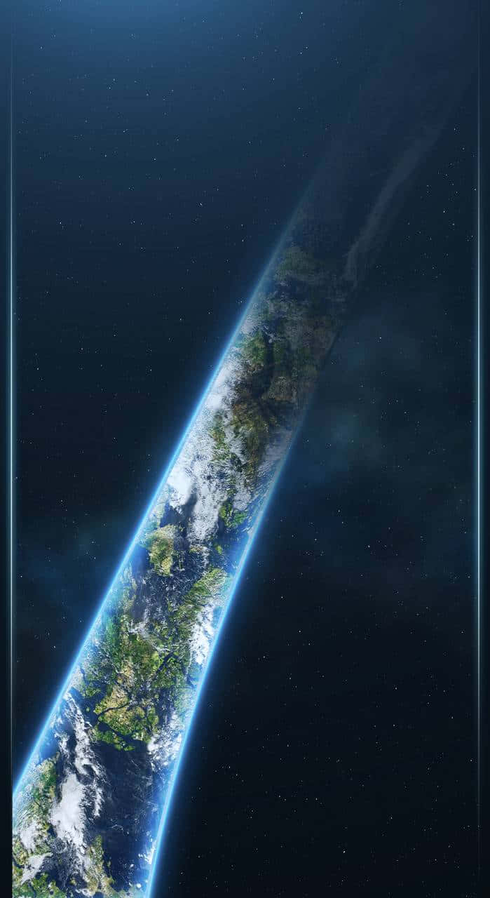 Halo Ring 桌布 壁紙 — 地球彎曲的地平線在繁星點點的黑色虛空中散發著藍色大氣的壯麗景色。
