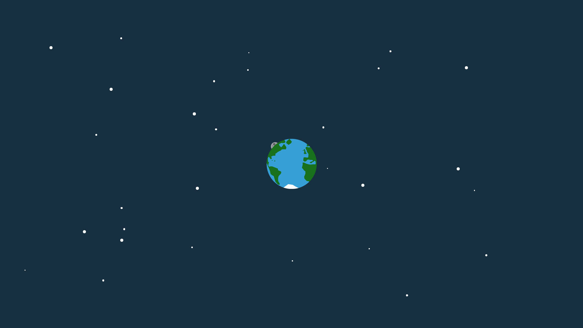 地球的 HD 藝術畫像 壁紙 — 一個簡約的藍綠色地球獨自漂浮在點綴著白色星星的黑暗星空之中。