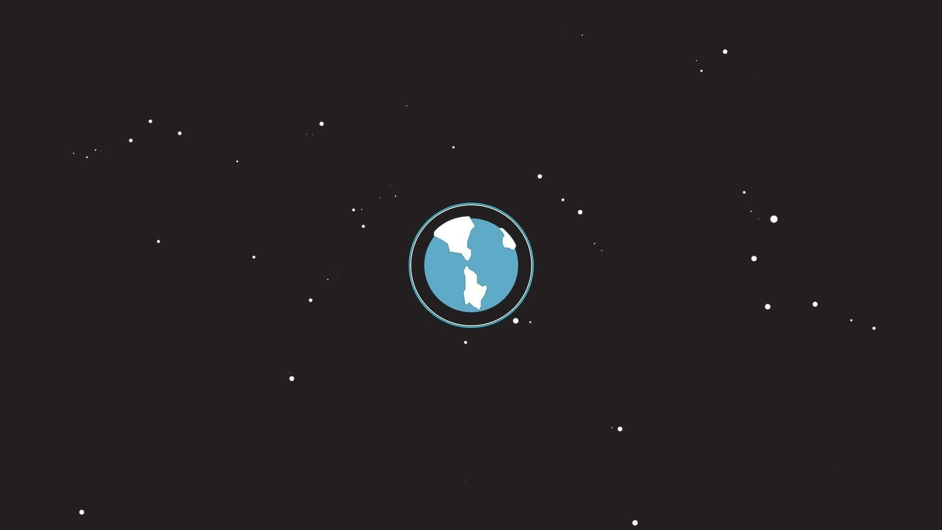 一個藍色地球圖示置於黑暗星空空間的中心。