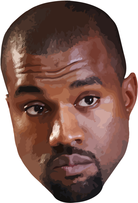 坎耶·威斯特向量肖像 壁紙 — 一幅風格化的 Kanye West 數碼肖像，帶有紋理筆觸和強烈凝視，背景為黑色。