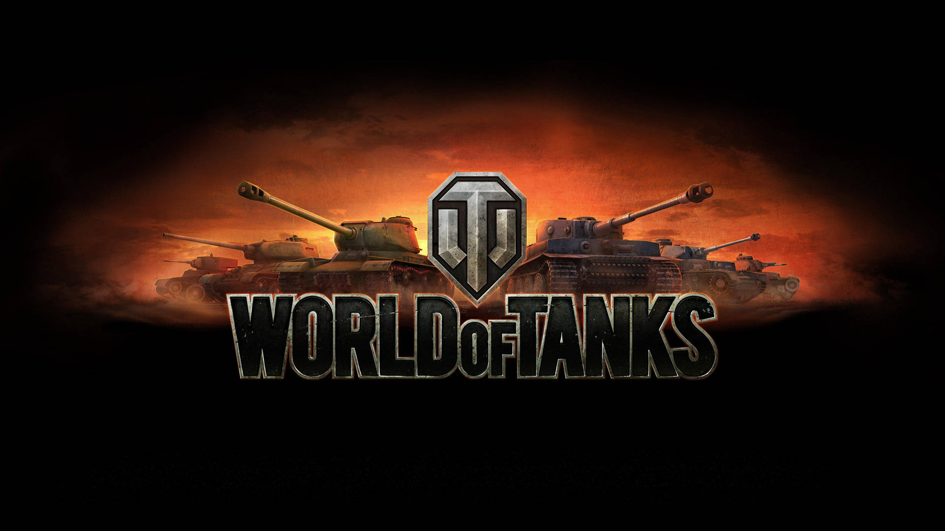坦克在火煙中，帶有 World of Tanks 標誌