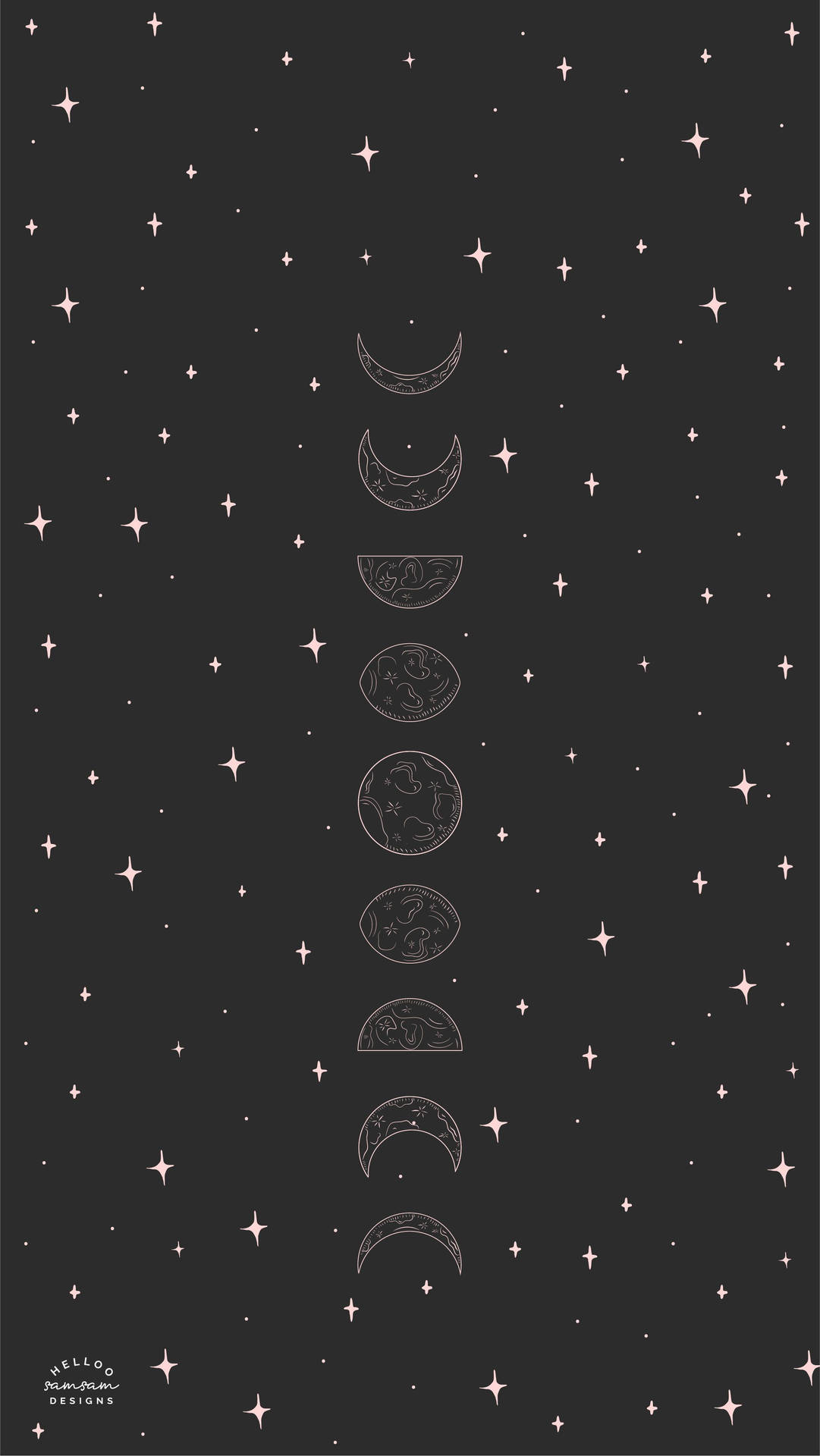 垂直月相週期，帶星星的深色背景