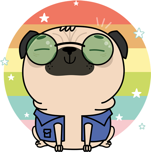 型格卡通八哥犬戴太陽眼鏡 壁紙