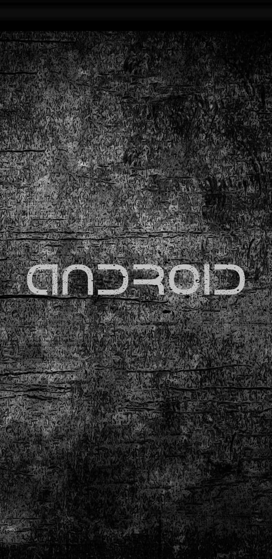 Android 標誌反轉在深色紋理牆上。