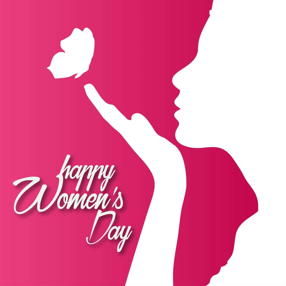 一個女人拿著玫瑰的剪影，帶有happy women's day文字。