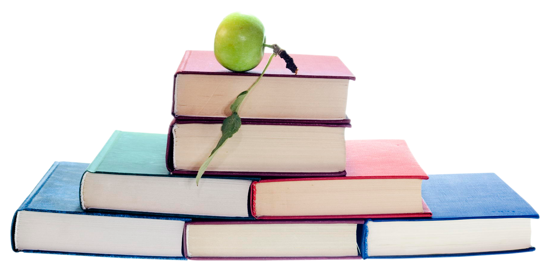 堆疊的書籍頂上放著蘋果 壁紙