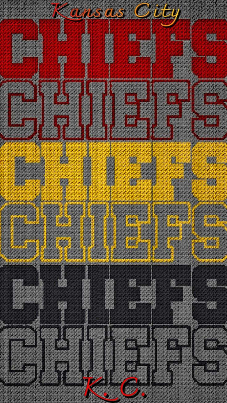 以球隊顏色重複 Chiefs 文字的針織紋理壁紙。
