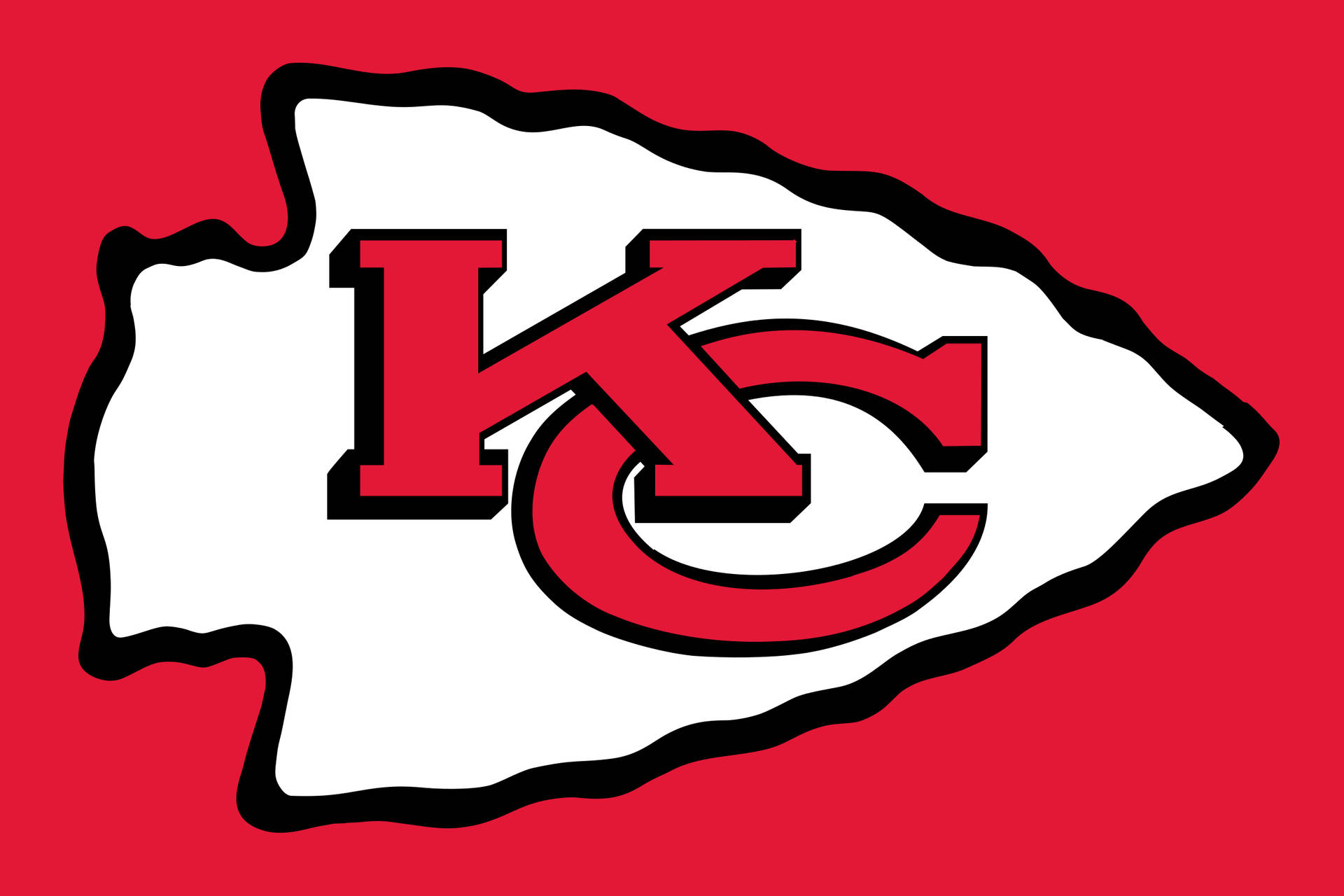 Kansas City Chiefs 美式足球隊標誌，紅、白、黑色。