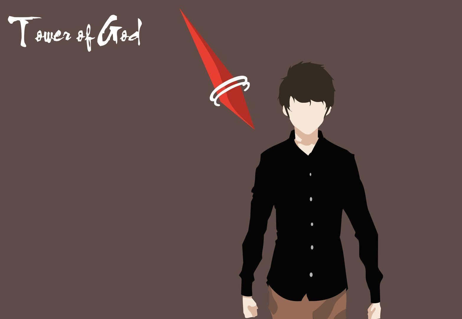 來自《Tower of God》的動漫角色以極簡風格手持紅色劍。