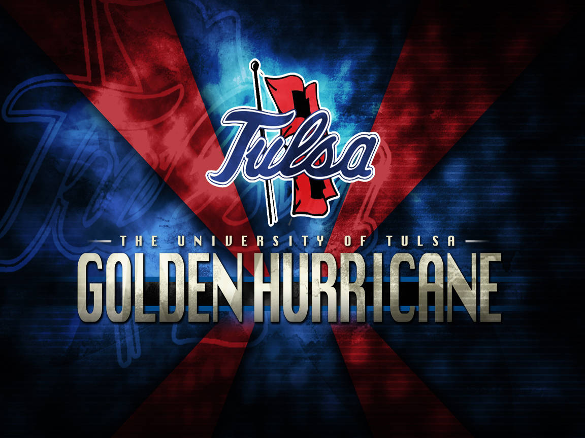 Tulsa Golden Hurricane 大學體育標誌，帶有粗體文字和紅、藍、金設計。