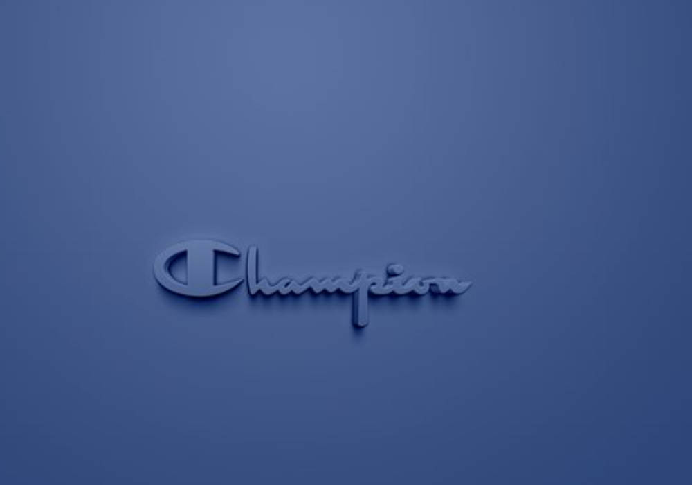 漸變背景上的藍色3D風格Champion標誌