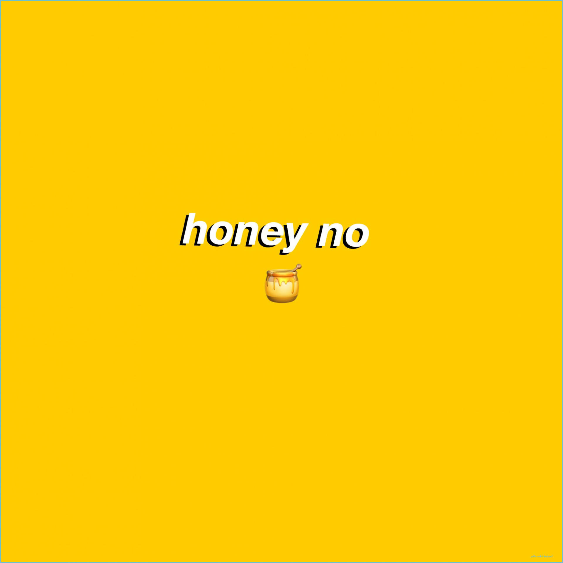 黃色背景上帶有蜂蜜罐表情符號的文字 honey no。