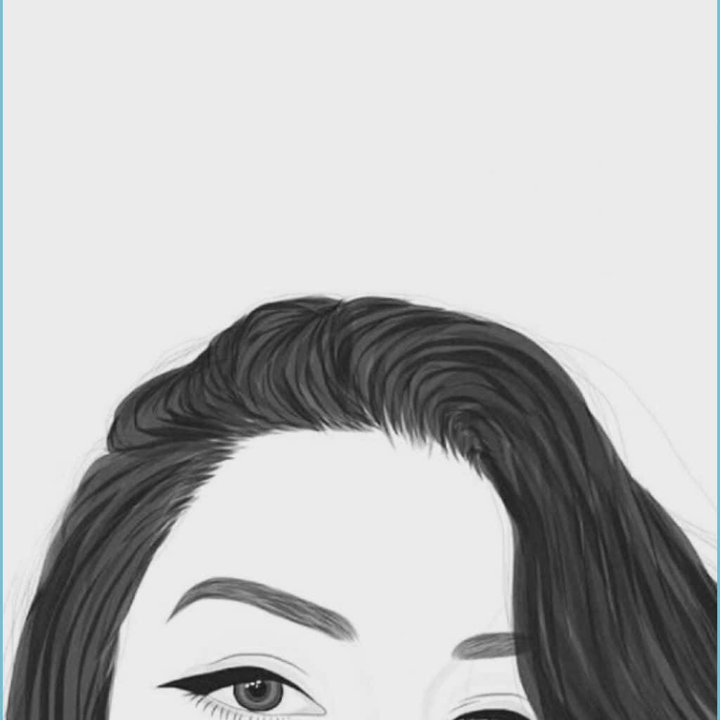女性眼睛和深色頭髮的特寫插圖。