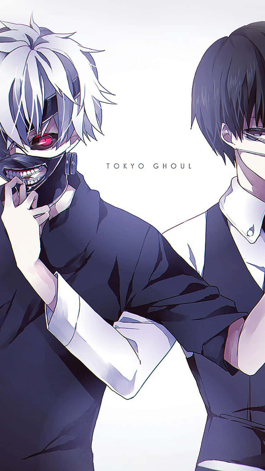 兩個來自《東京喰種》的動漫角色，戴著面具和穿著深色衣服。
