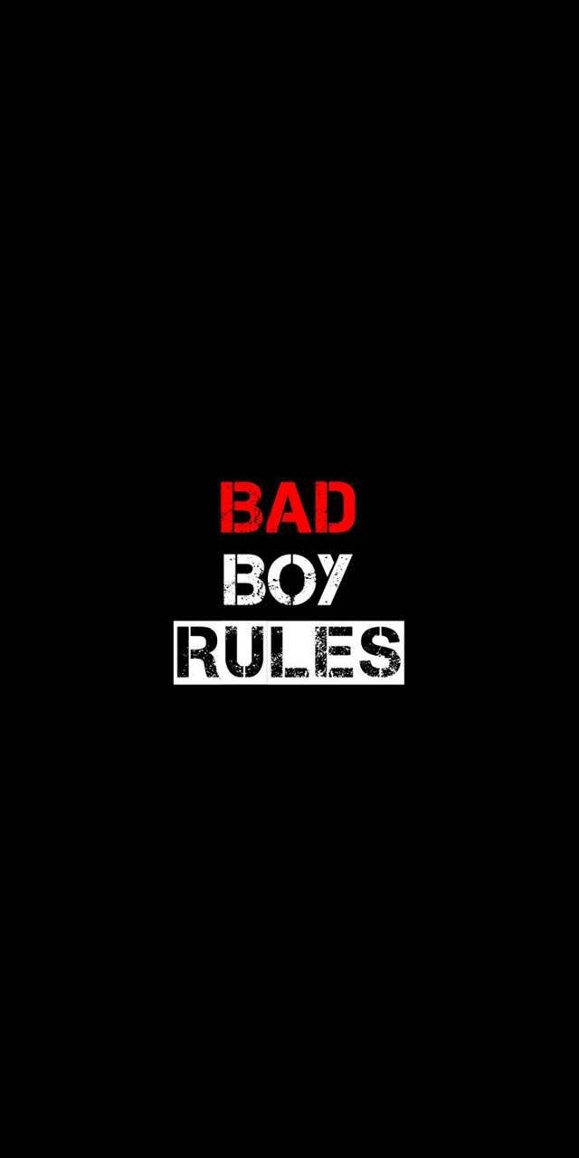 黑色背景上紅色和白色的 bad boy rules 文字