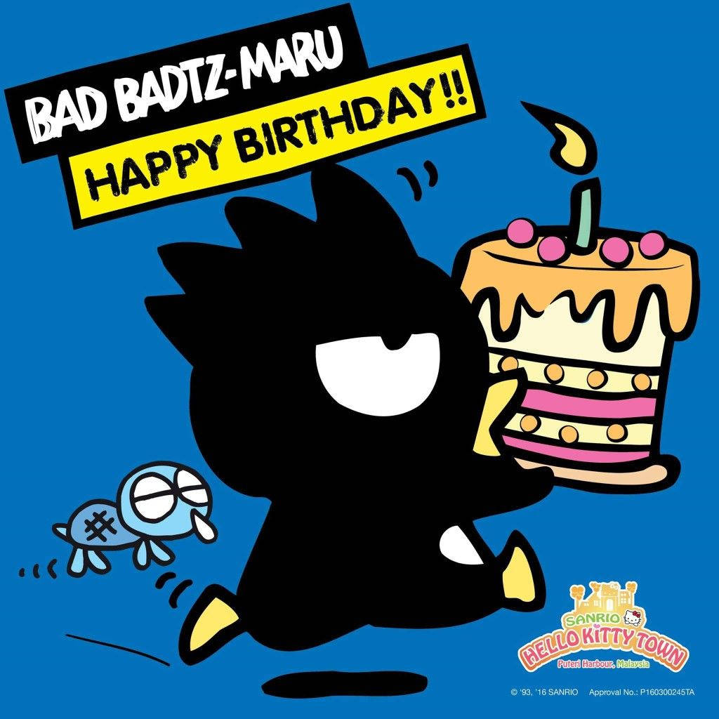 Badtz-Maru 用蛋糕和蠟燭慶祝生日。