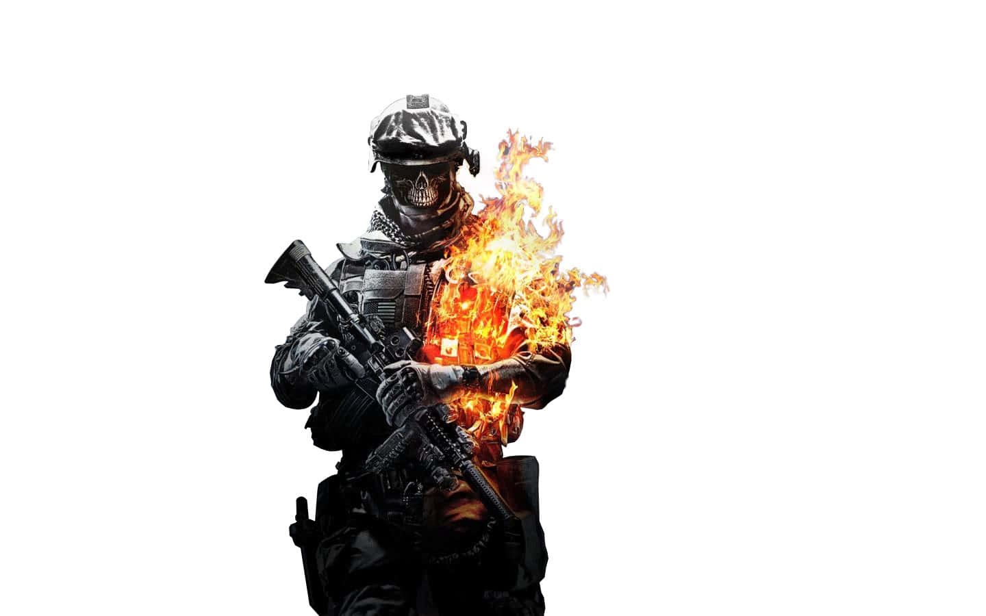 士兵持槍與火焰 壁紙