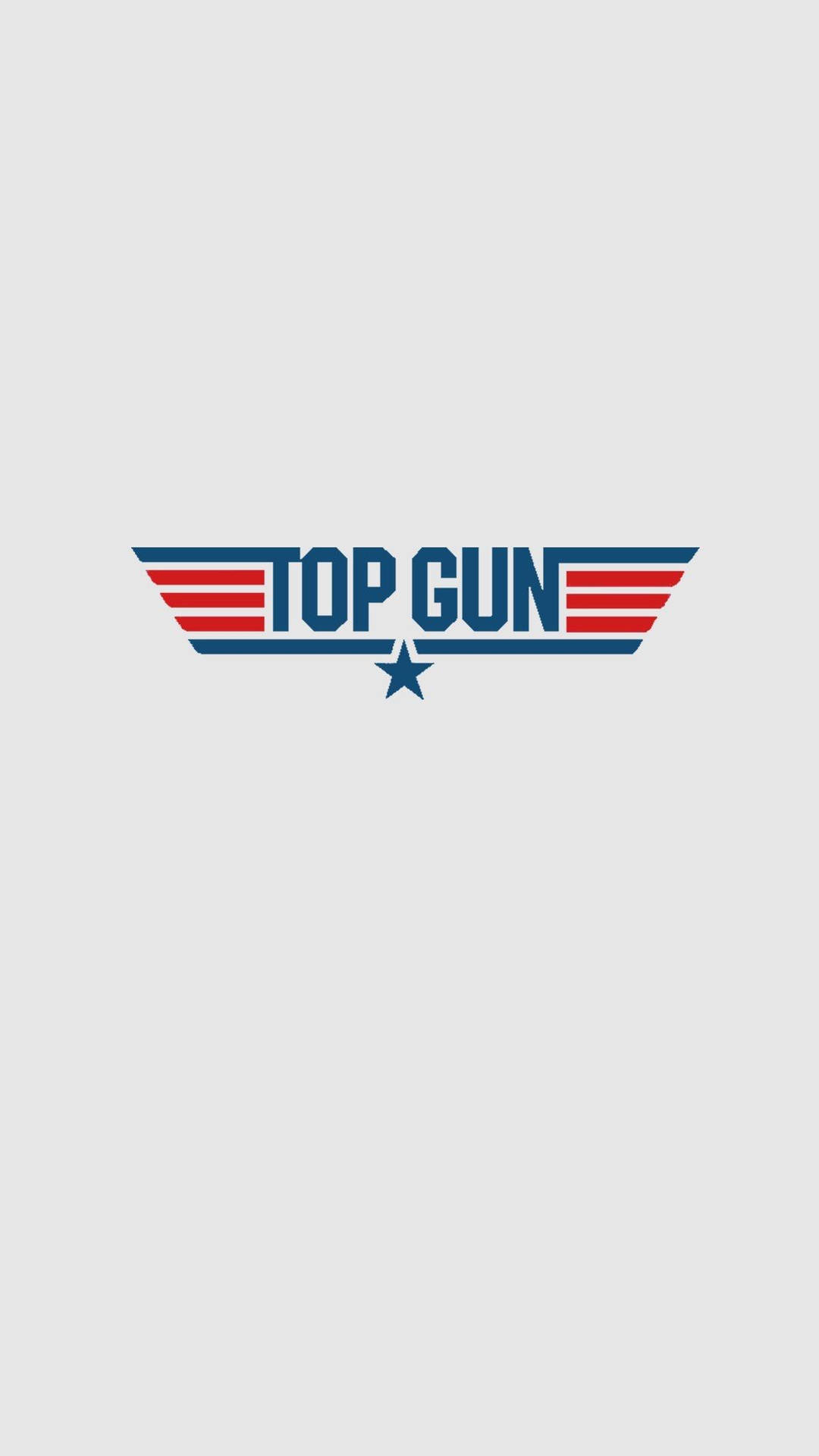 Top Gun 標誌，紅白藍翅膀和星星在灰色背景上