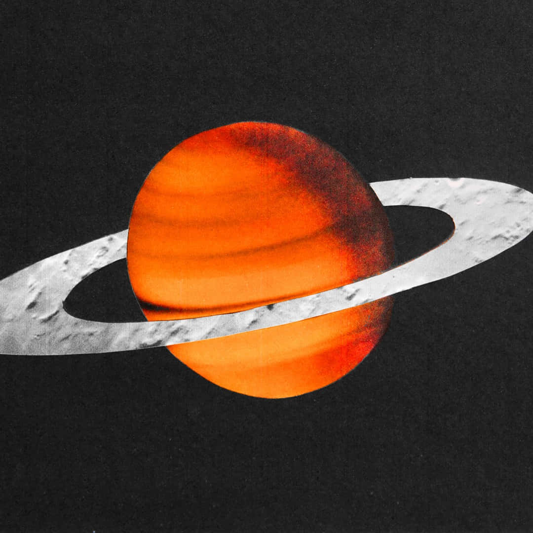 壯麗土星——太陽系的瑰寶 壁紙 — 一個鮮豔的橙色行星，帶有紋理環，在黑暗的宇宙背景下發光。